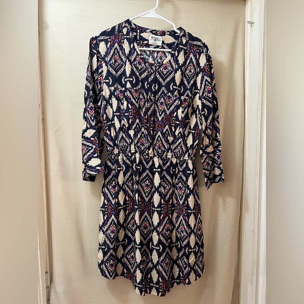 Holding Horses Dress with Red and Purple Abstract Print Size 10 Bohemian Vibe